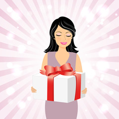 Smiling girl with gift box