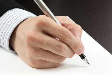 Business man writing
