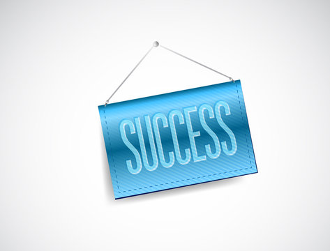 Success Blue Hanging Banner Illustration