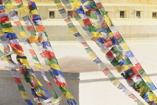 Boudhanath-Bodhnath stupa-bhuddist prayer flags. Kathmandu. 0317