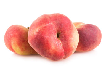 ripe peaches isolated on white background