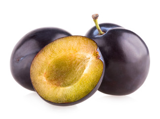 violet plums isolated on white background