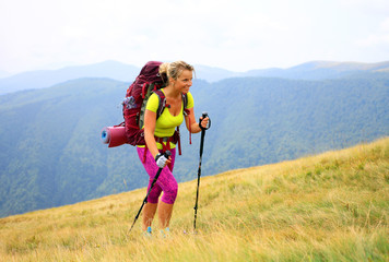 Summer hiking in the mountains.