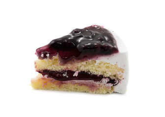 Sweet Blueberry cake isolated in white