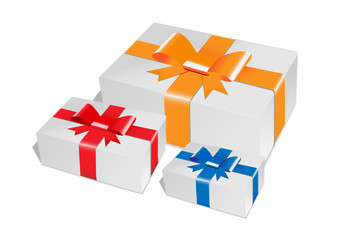 gift boxes 3 colors - obrazy, fototapety, plakaty