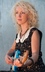 electric guitar girl portrait