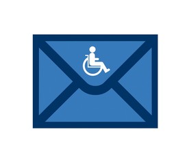 Personne handicapée en fauteuil roulant sur une lettre