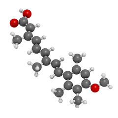 Acitretin psoriasis drug, chemical structure.