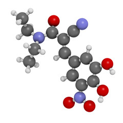 Entacapone Parkinson's disease drug, chemical structure.