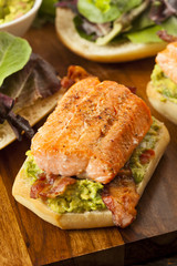 Grilled Salmon Sandwich with Bacon and Guacamole
