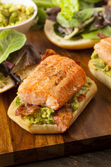Grilled Salmon Sandwich with Bacon and Guacamole