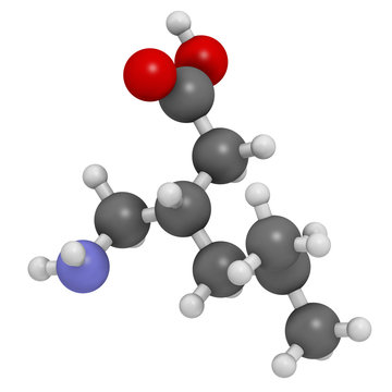 Pregabalin epilepsy and fibromyalgia drug, chemical structure.