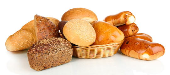 Variety of bread isolated on white