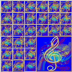 ABC alphabet characters music note background