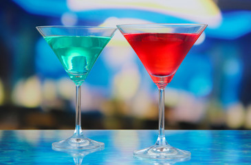 Cocktails on bright background