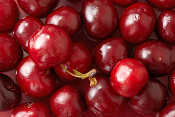 red cherries background