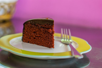 chocolate cake with a fork
