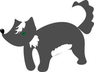 A black dog with white spots