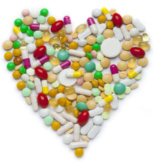 Heart from many colorful medicines