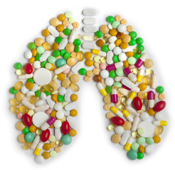 Lung from many colorful medicines