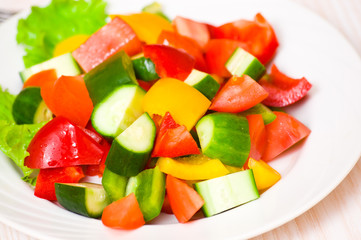 fresh vegetable salad on plate