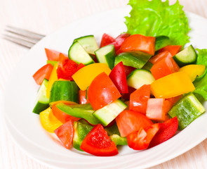 fresh vegetable salad on plate