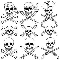 vector set of pirate skulls