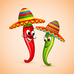 vector illustration of Mexican chili dancing