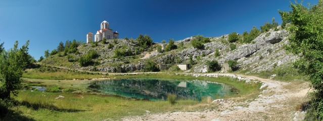 source of river Cetina with the church