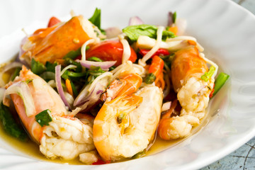 Shrimp seafood dish on the table