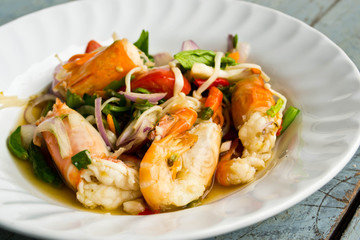 Shrimp seafood dish on the table