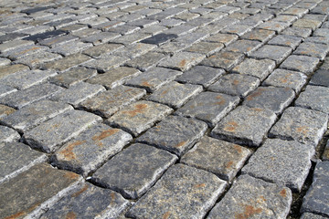 cobblestone background in oblique perspective