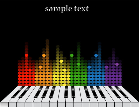 background with piano keys and colorful equalizer