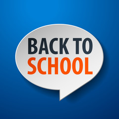 Back To School 3d Speech Bubble on Blue background