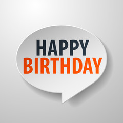 Happy Birthday 3d Speech Bubble on white background