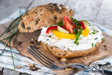Curd and Herbs on a roll
