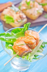 salmon kebab and sandwich with salmon