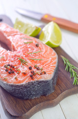 raw salmon steak