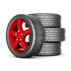 Obraz premium black and red sport wheels