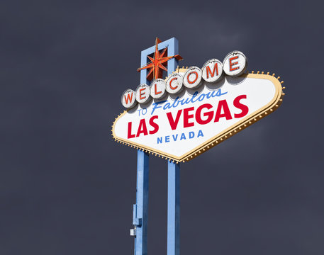 Welcome to las Vegas Sign with Severe Storm Sky