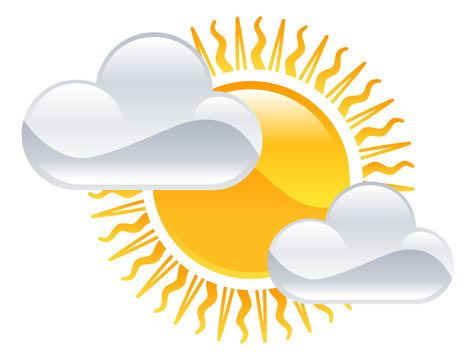 Weather icon clipart sun and clouds illustration
