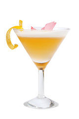 Yellow drink isolated on white background