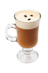 Irish coffee isolated on white background