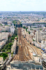 Paris train station areal or top view