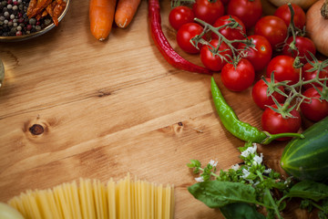 Vegetable and spaghetti pasta