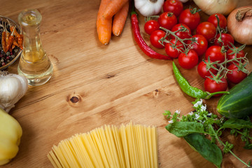 Vegetable and spaghetti pasta