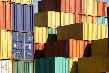 Stack of freight containers in a harbour