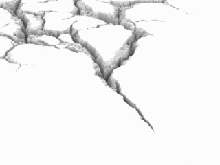 Crack on a white background
