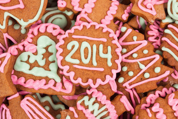 Homemade new year cookie with 2014 number