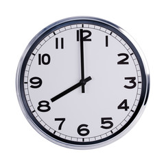 Round office clock shows eight o'clock